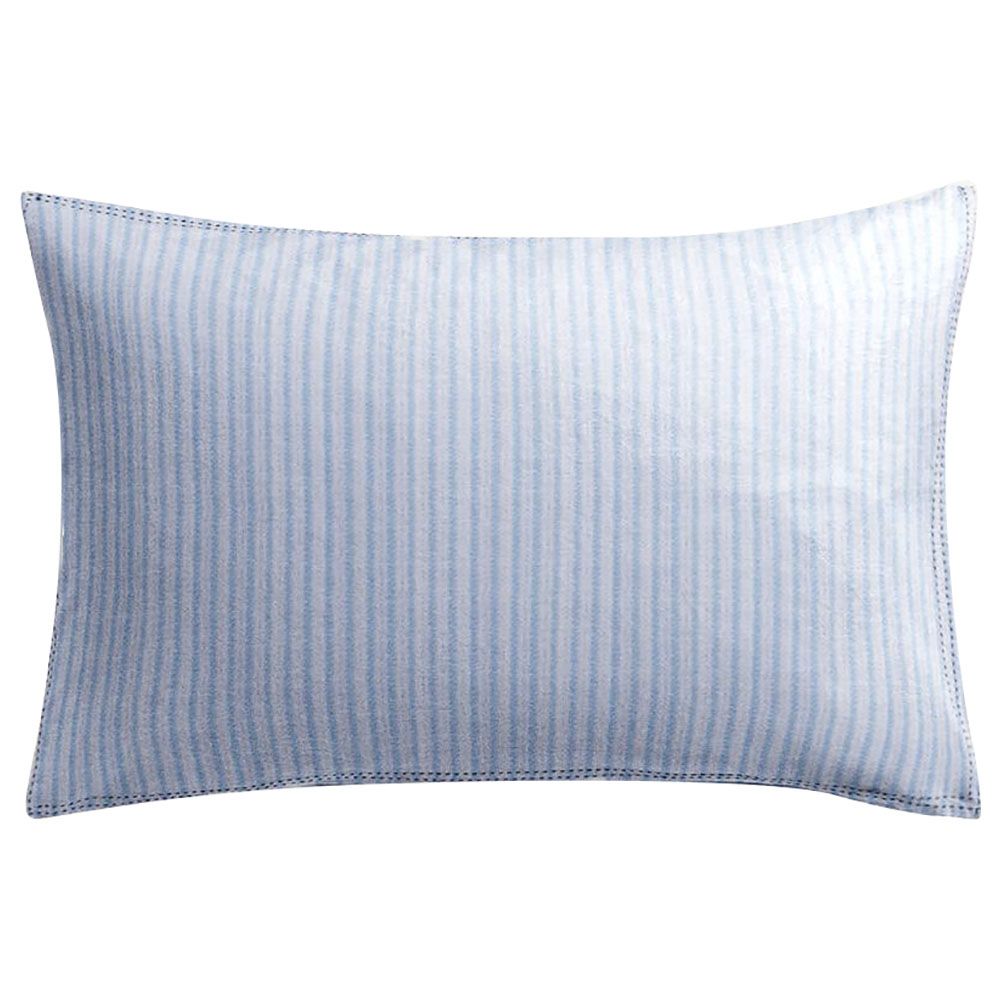 The Baby Atelier - Organic Junior Pillow Cover 40.64 x 60.96cm - Blue & White Stripe