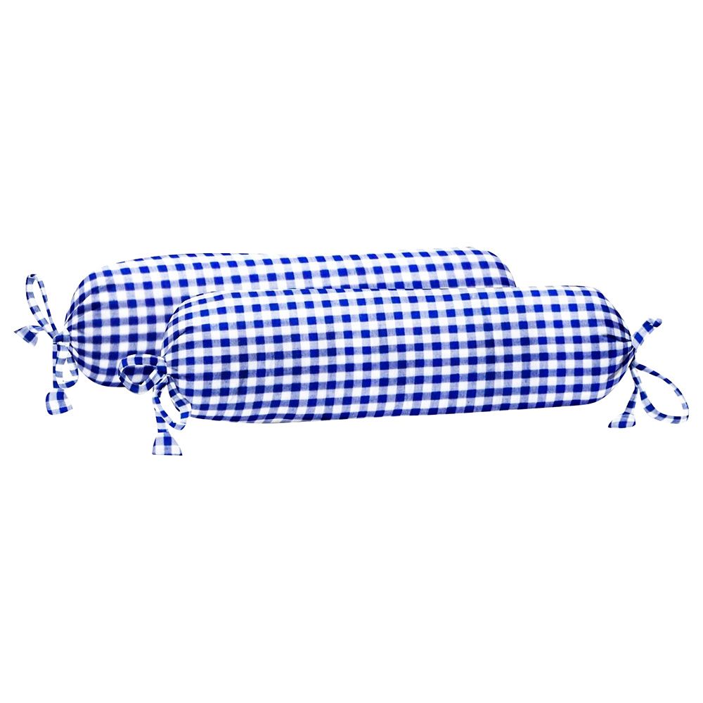 The Baby Atelier - Baby Bolster Cover Set w/ Fillers 39 x 21cm - Navy Checks