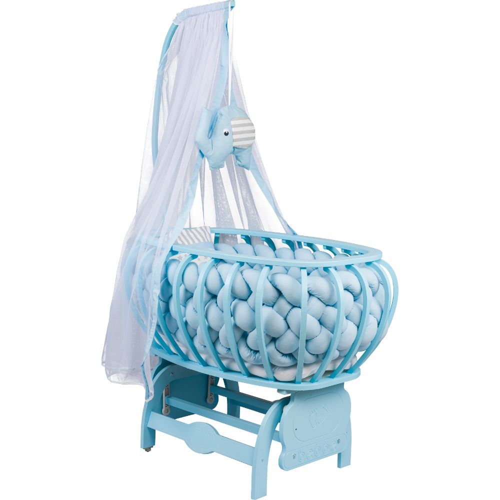 Bebbe - Modena Lux Braided Textile Cradle 55x90cm - Blue