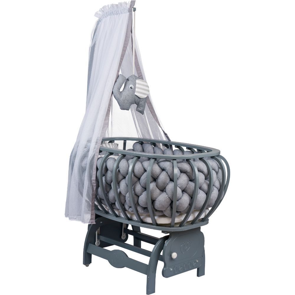 Bebbe - Modena Lux Braided Textile Cradle 55x90cm - Grey