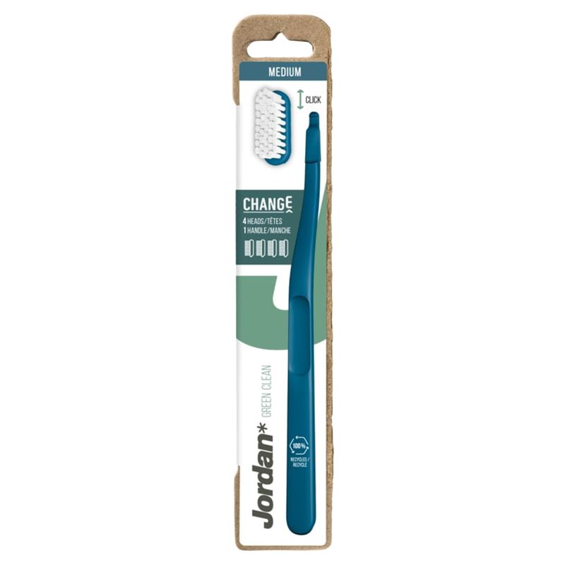 Jordan - Clean Change Medium Toothbrush W/ 4 Head - Blue