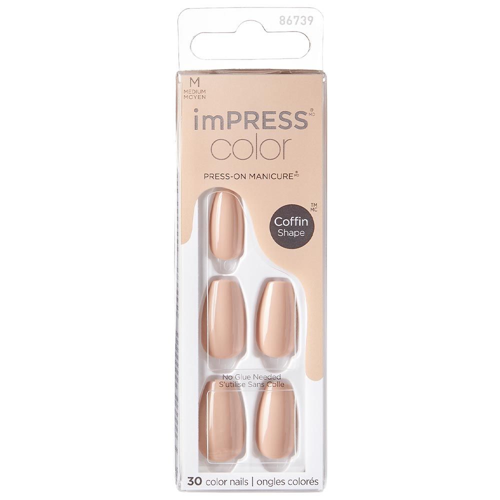 Kiss - Impress Color Medium Coffin Shape Nails 30's - Latte