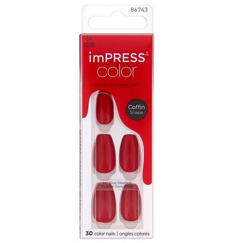 Kiss - Impress Color Medium Coffin Shape Nails 30's - Reddy or Not