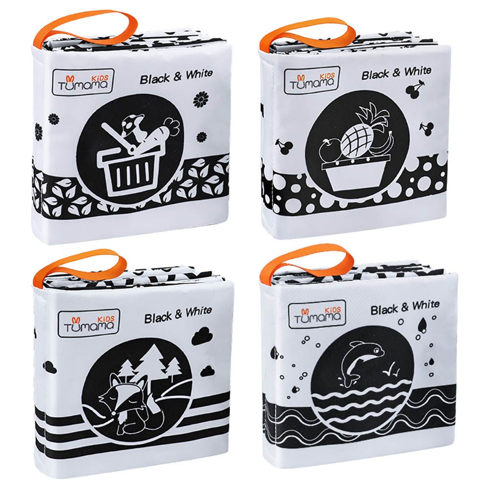 Tumama Cloth Books With Extra Colour 4pcs Black White