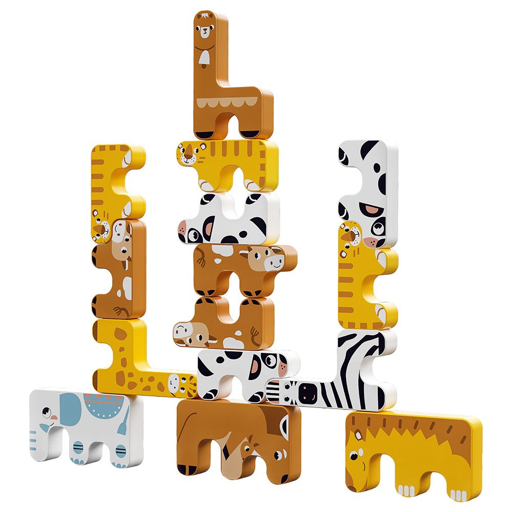 Tumama Animals Stacking Game 15pcs Brown Yellow White