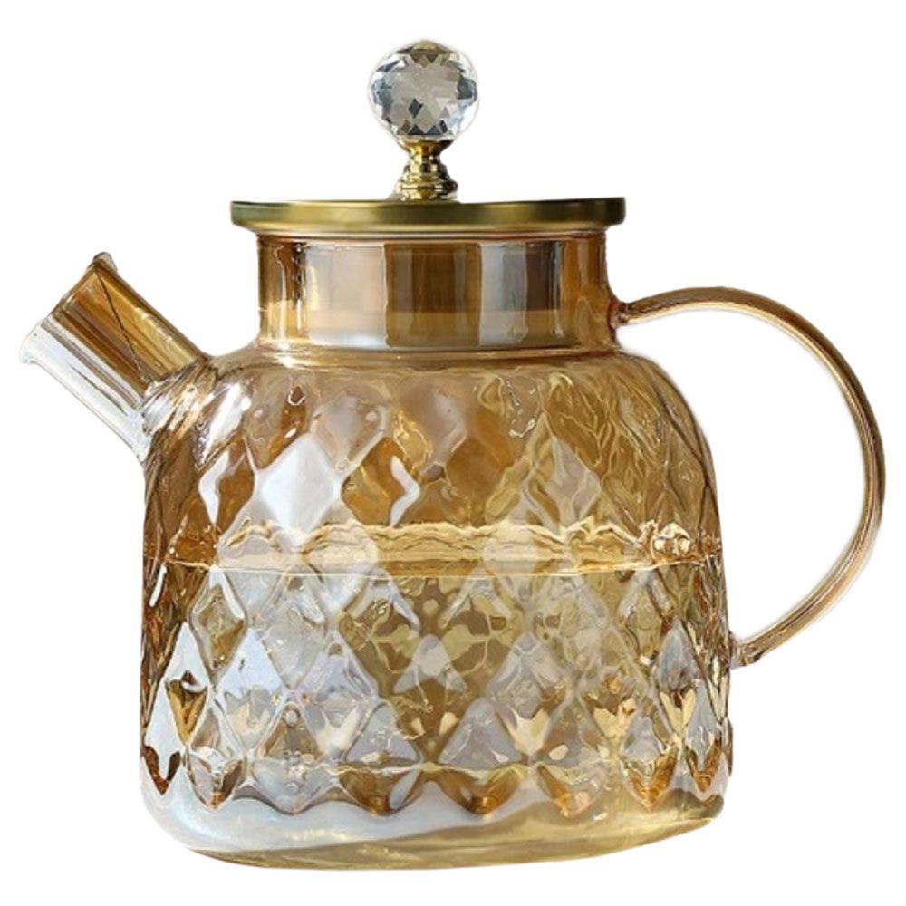 1Chase - Borosilicate Diamond Glass Teapot W/ Lid & Infuser 1200ml