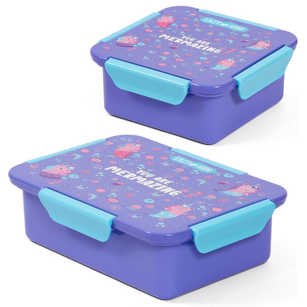 Eazy Kids - Mermaid Lunch Box Set 2pcs - Purple