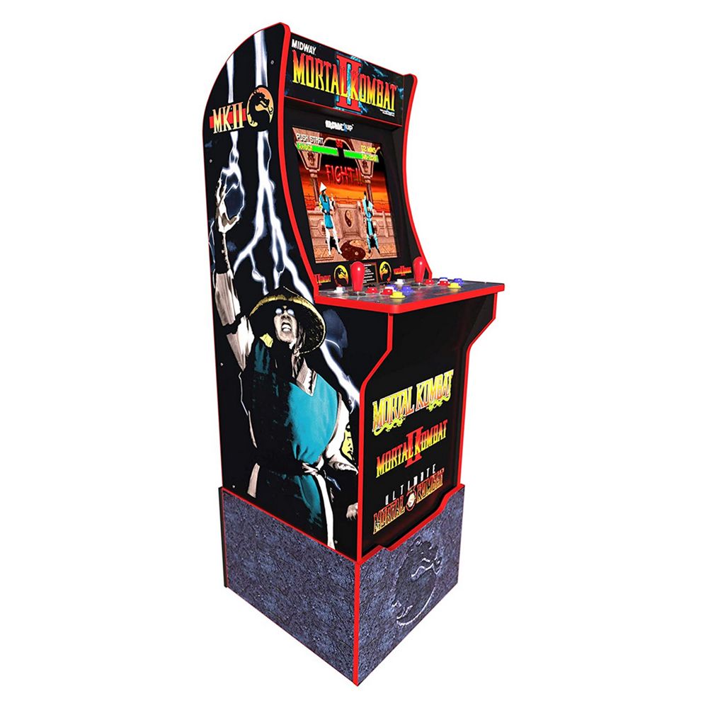 Arcade1Up - Mortal Kombat 2 Arcade Cabinet With Light-Up Marquee Stool And Riser Set