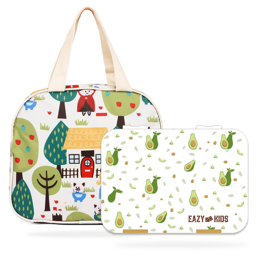 Eazy Kids - Bento Box w/ Lunch Bag & Cutter Set - Avocado