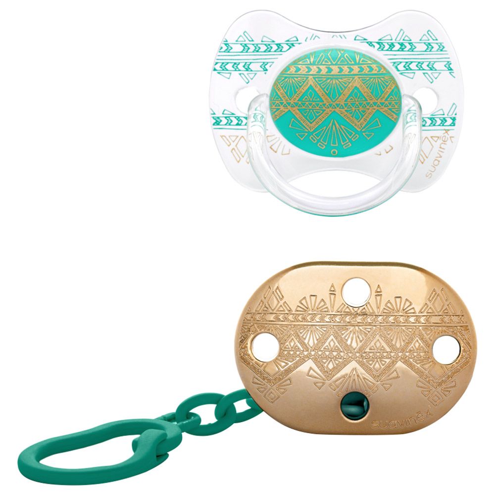 Suavinex - Green Silicone Soother + Clip