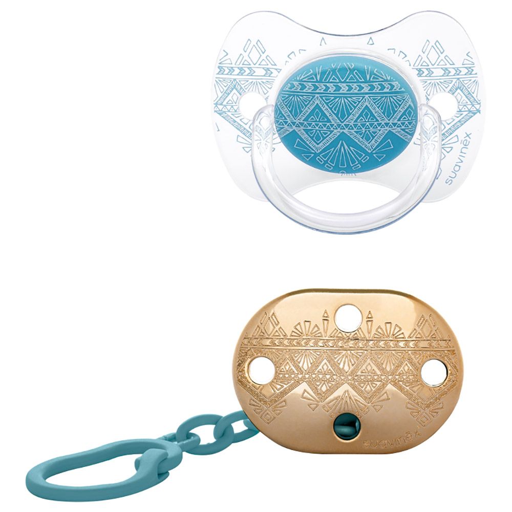 Suavinex - Light Blue Silicone Soother + Clip