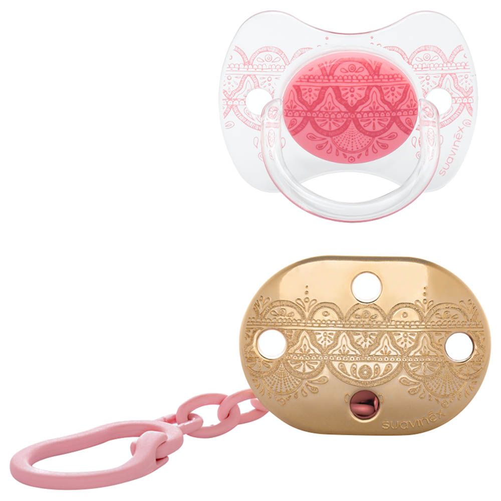 Suavinex - Pink Silicone Soother + Clip