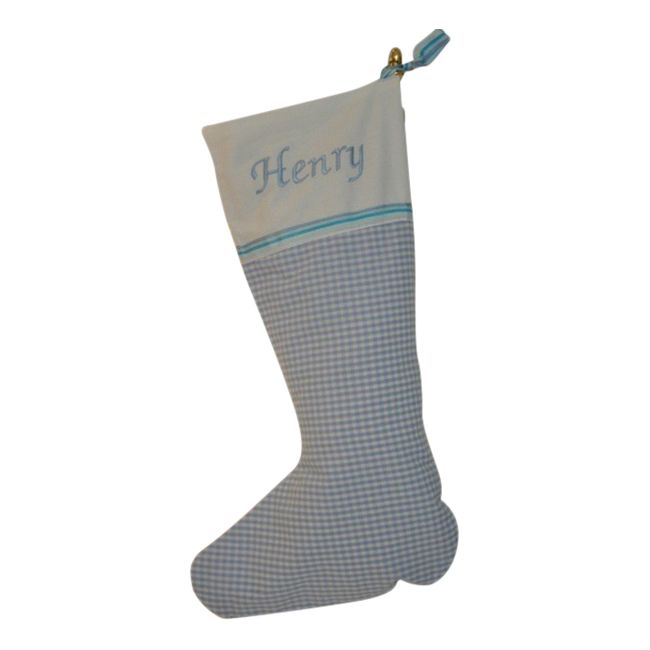 Coochy Coo Christmas Stocking Gingham - Blue