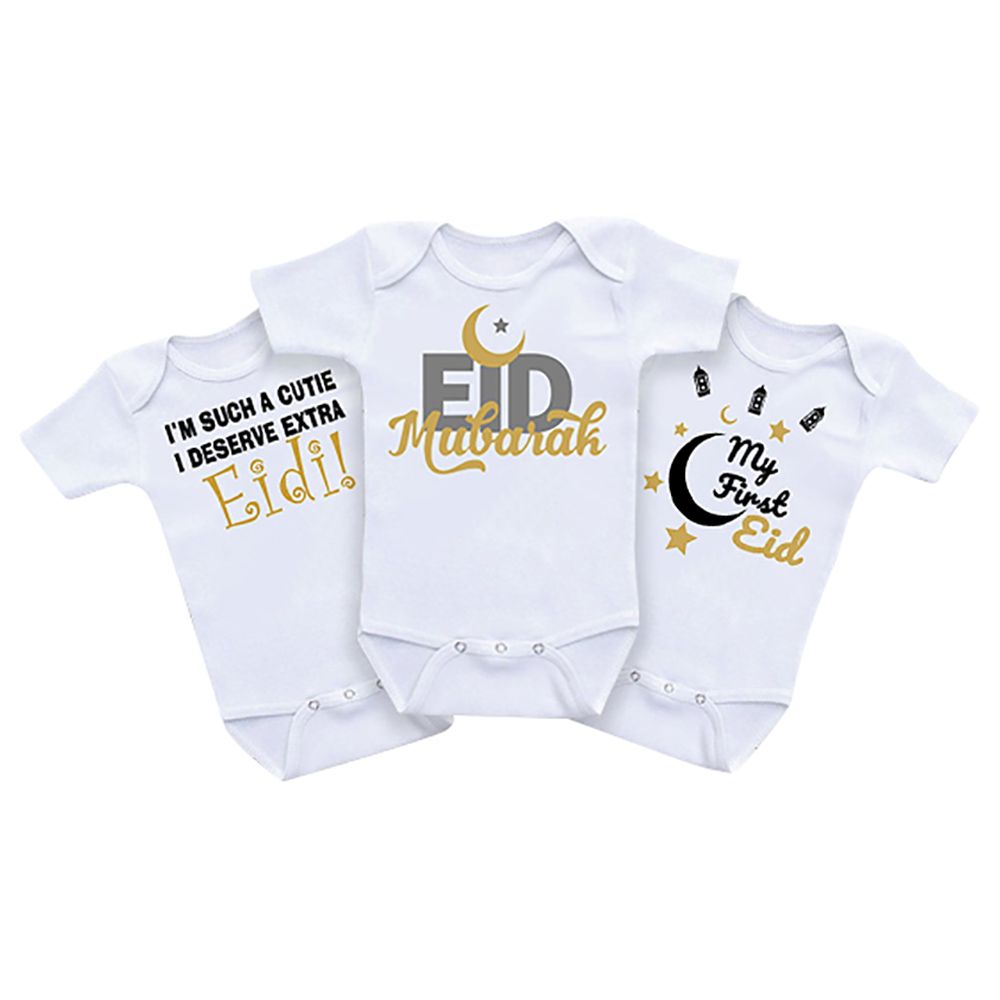 Impressions - 3pc-Set - My First Eid Bodysuit - White