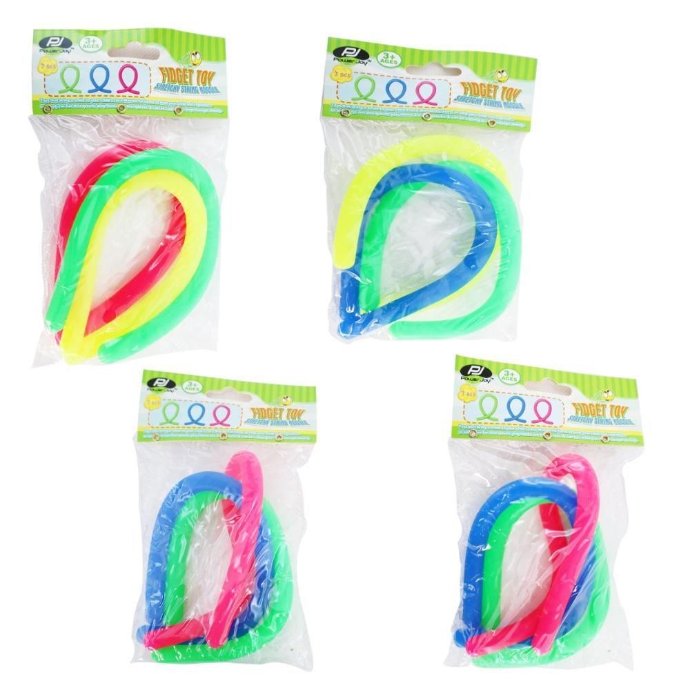 Power Joy - Sensory Toy Stretchy Noodle 3pc - Qty 1- assorted – colour may vary