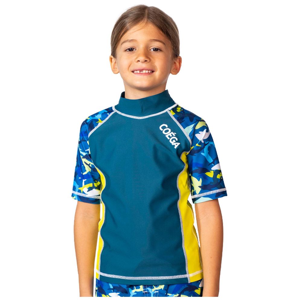 Coega Sunwear - Boys Kids Short Sleeves Rashguard - Green Sharks