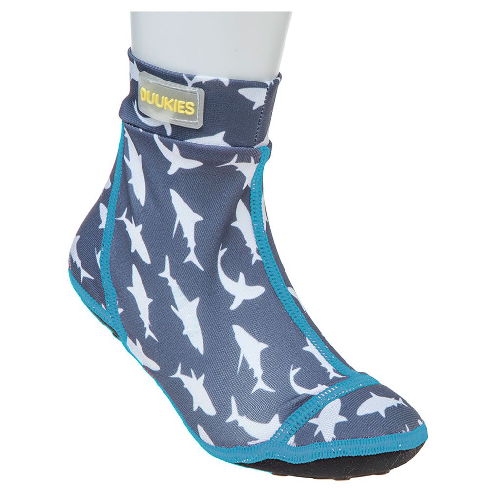 Duukies Beachsocks - Swimsocks - Sharks Navy Aqua