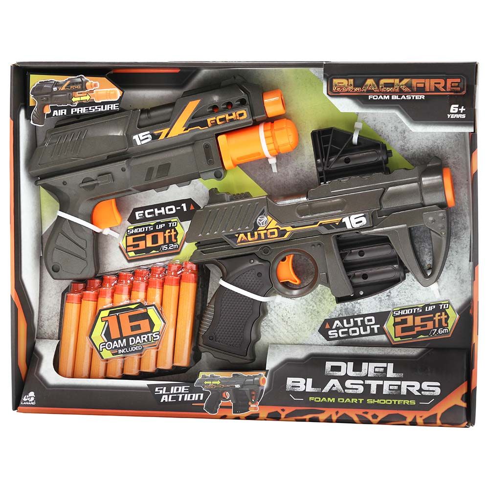 Blackfire - Duel Blasters W/ 16 Foam Darts - Black - Pack of 2