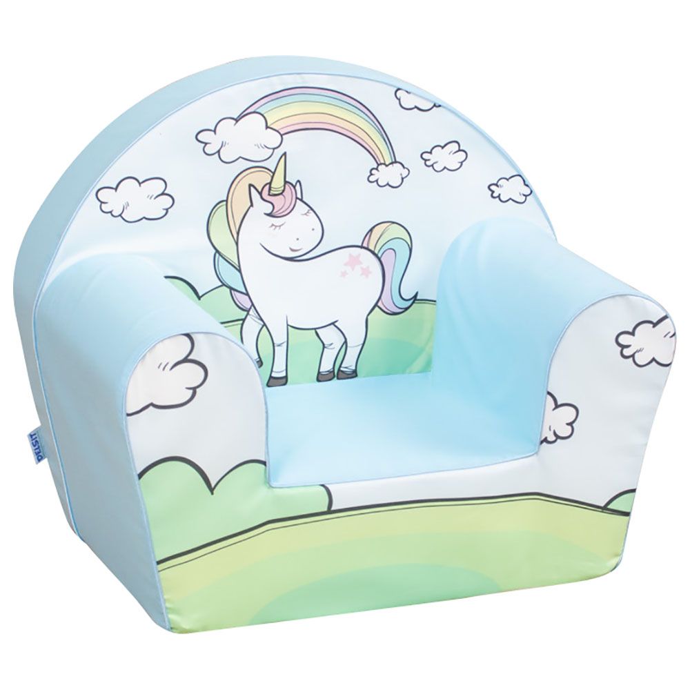 Delsit - Arm Chair Unicorn On Meadow - Blue