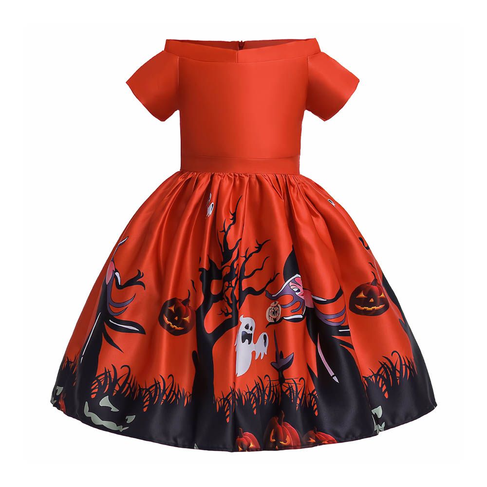 Ddaniela - Halloween Printed Dress - Orange