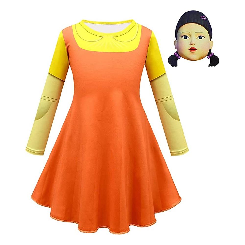 D' Daniela - Girls Halloween Squid Game Doll Costume Orange