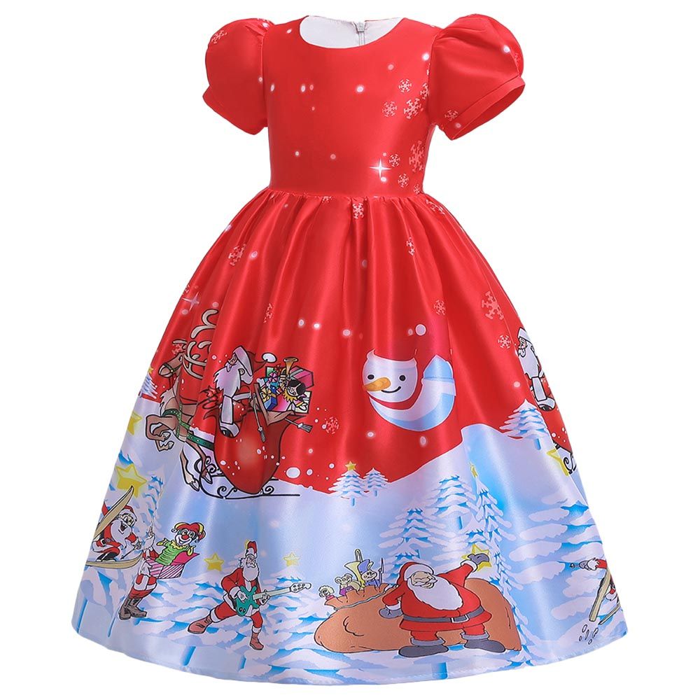 D'Daniela - Christmas Party Dress w/ Short Sleeves - Red