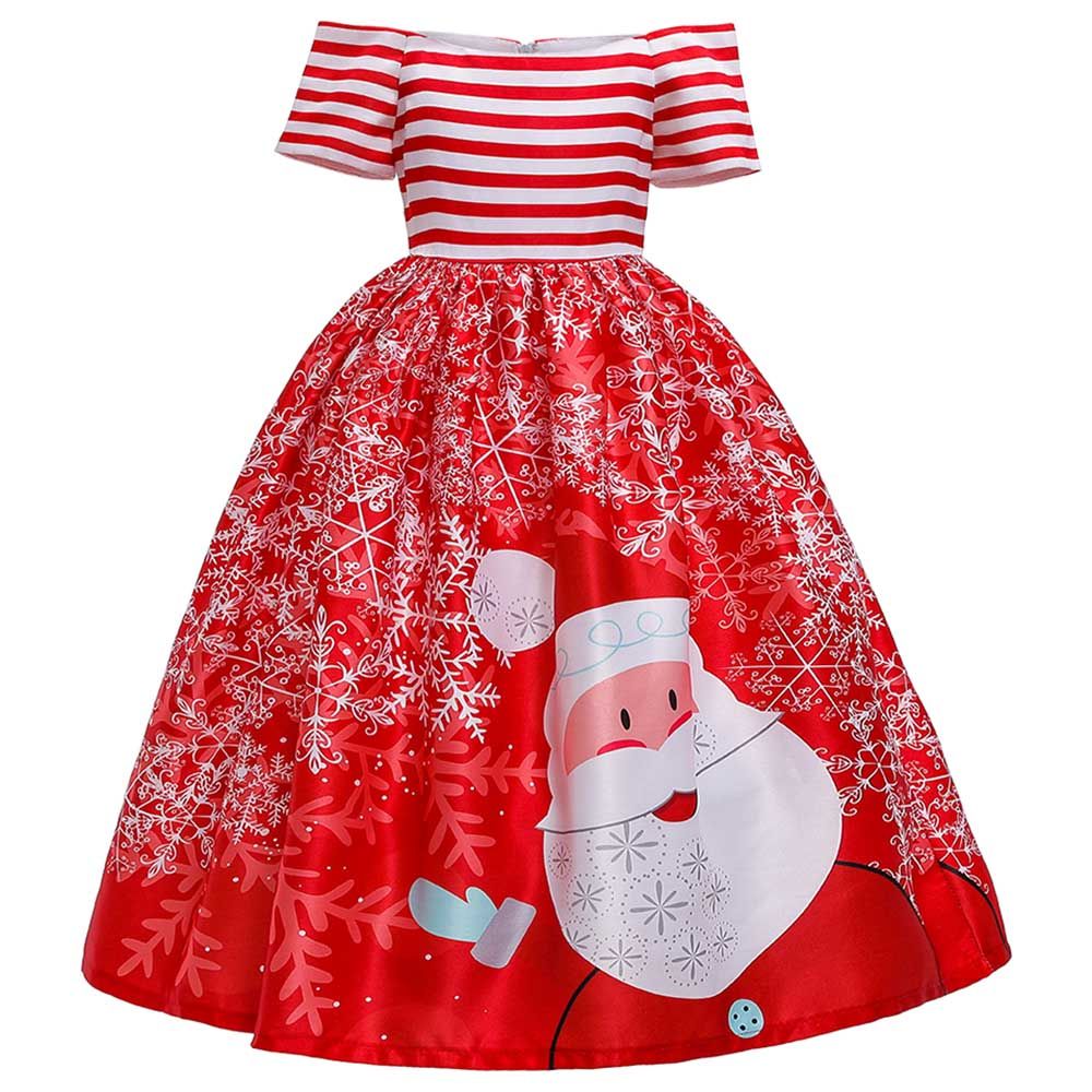 D'Daniela - Christmas Printed Santa Dress - Red