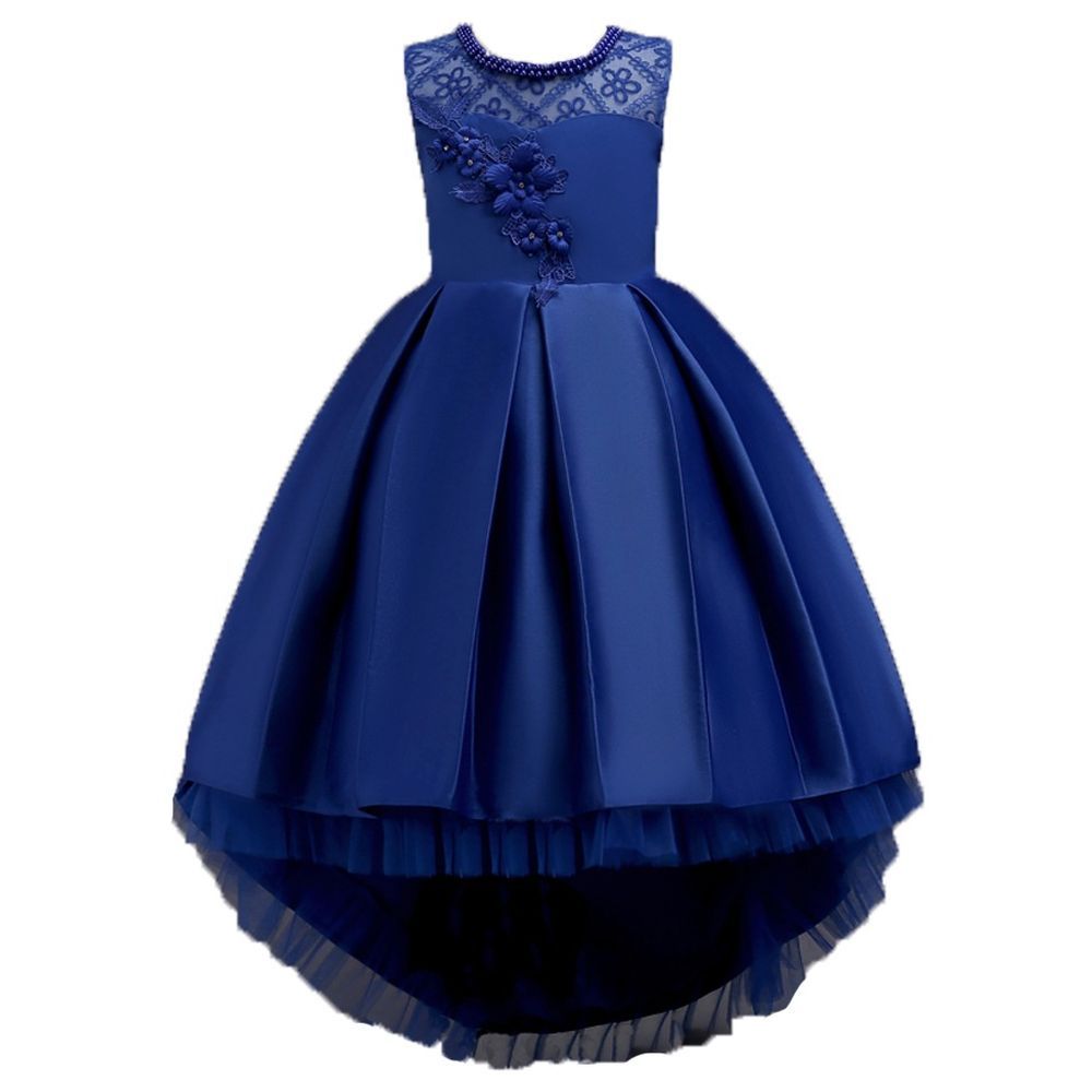 D' Daniela - Long Tail Flower Girl Dress - Blue