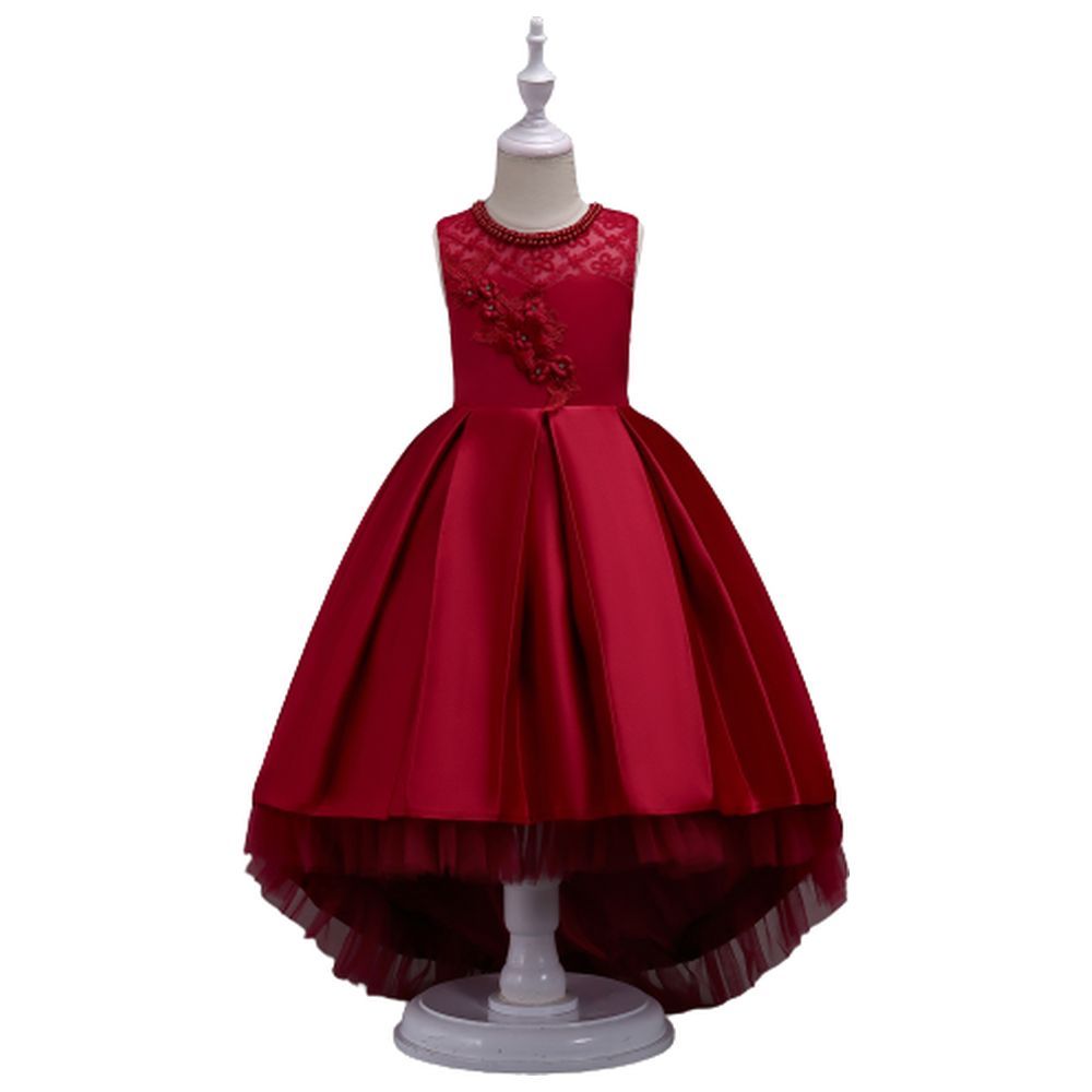 D' Daniela - Long Tail Flower Girl Dress - Red