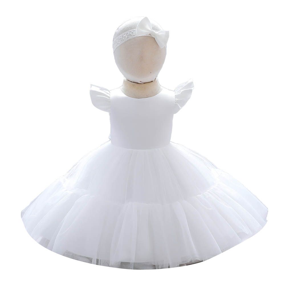 Ddaniela - Girls Fit & Flare Party Dress - White