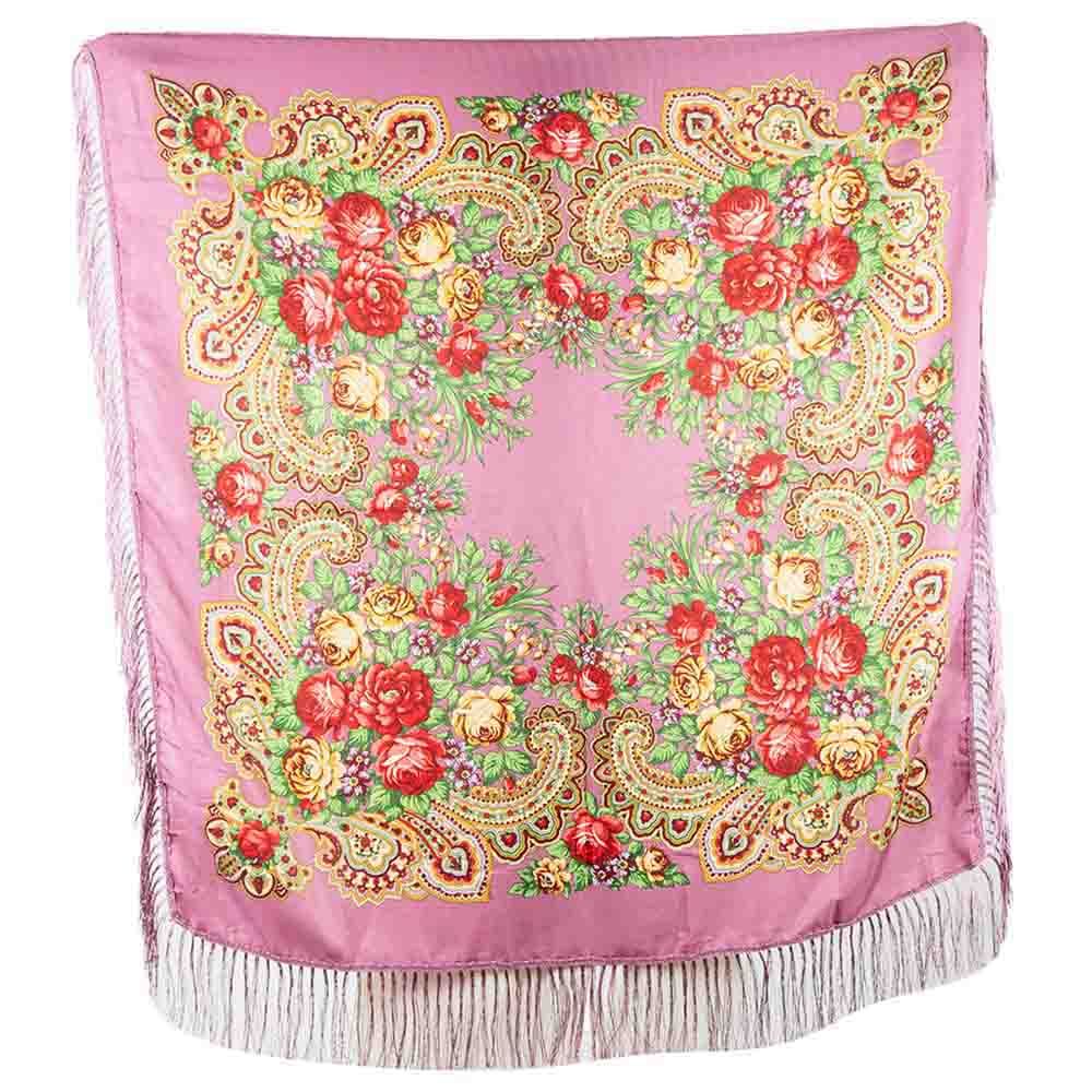 D' Daniela - Traditional Print Shawl - M - Dusty Pink W/ Gold