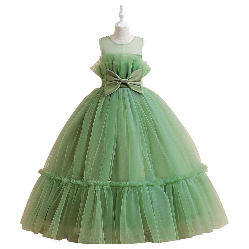 D' Daniela - Girls Sleeveless Alice Party Dress - Olive