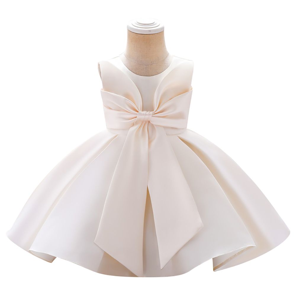 D' Daniela - Fluffy Party Dress With Bow - Cream