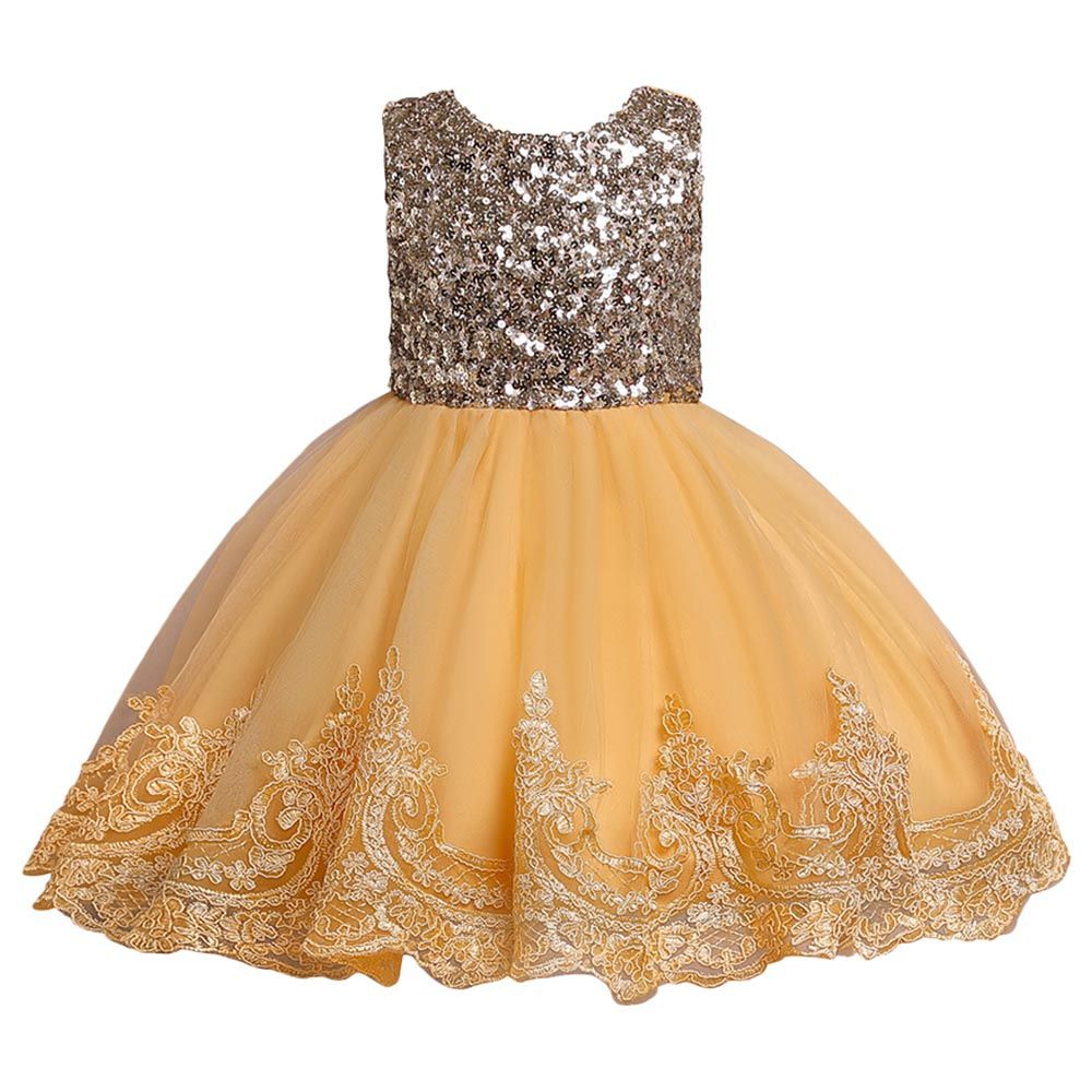 D' Daniela - Mini Maya Kids Sequin Applique Dress - Yellow