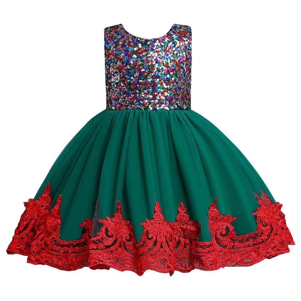 D' Daniela - Mini Maya Kids Sequin Applique Dress - Green