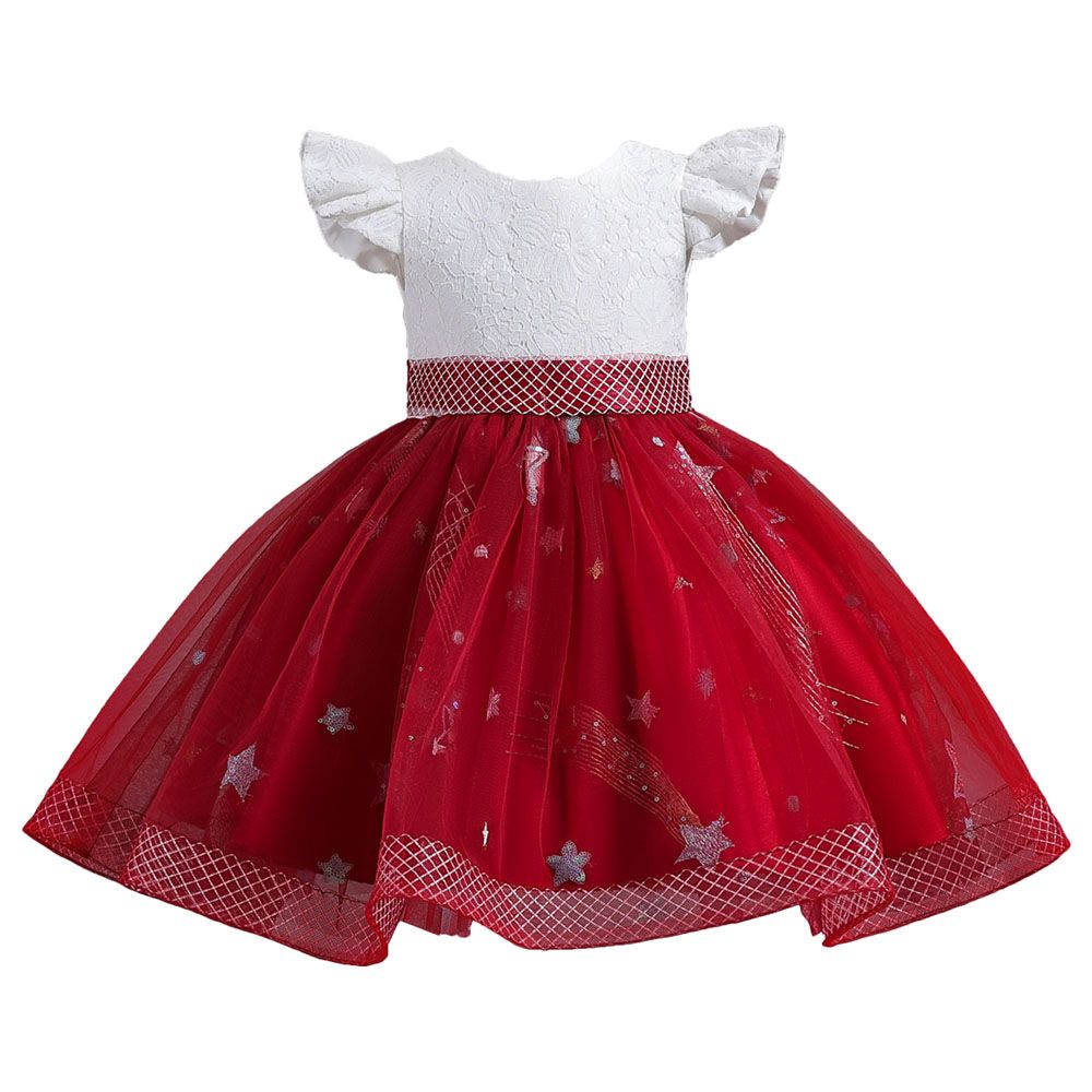 D' Daniela - Little Stars Tulle Party Dress - Red