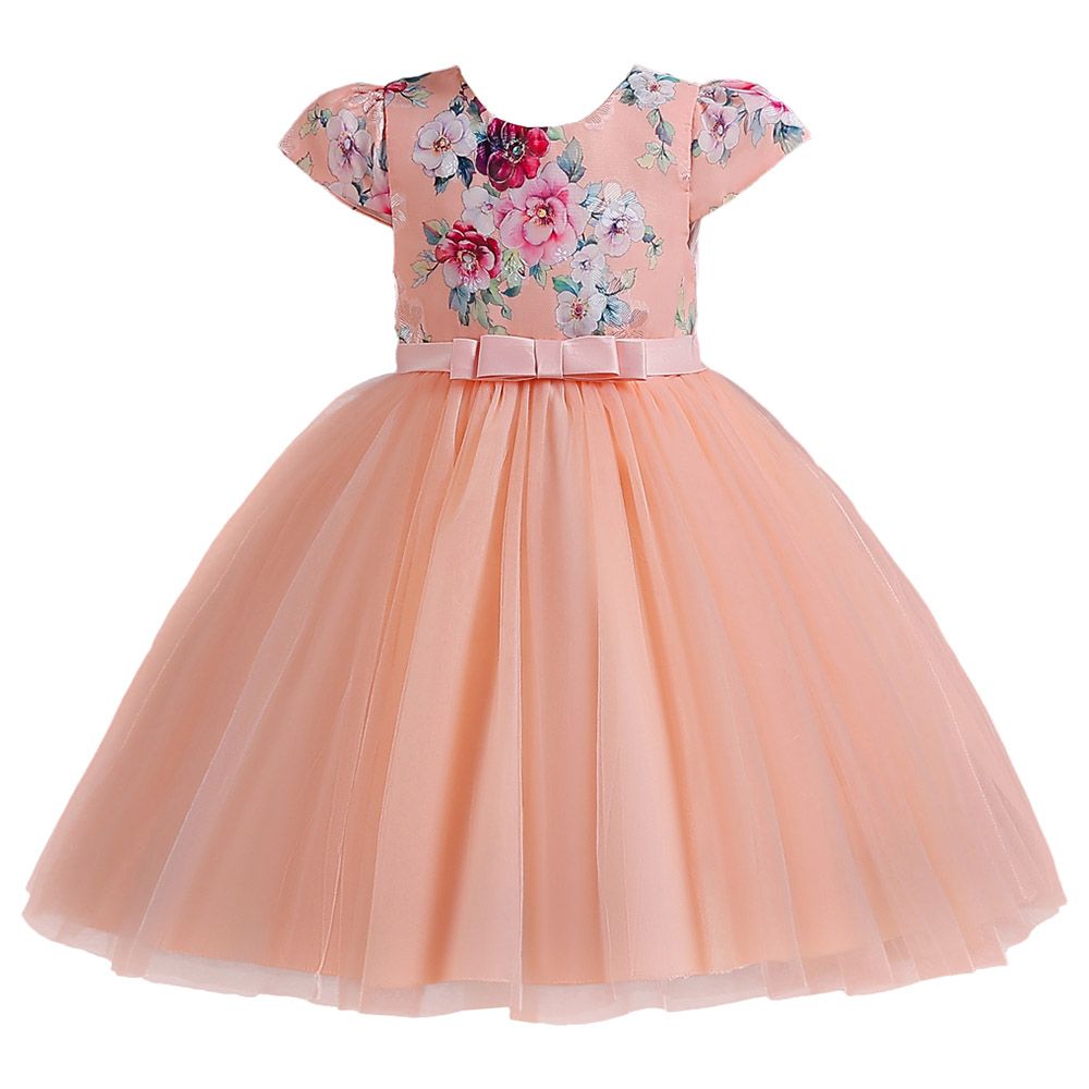 D' Daniela - Flower Embroidery Tutu Dress - Pink