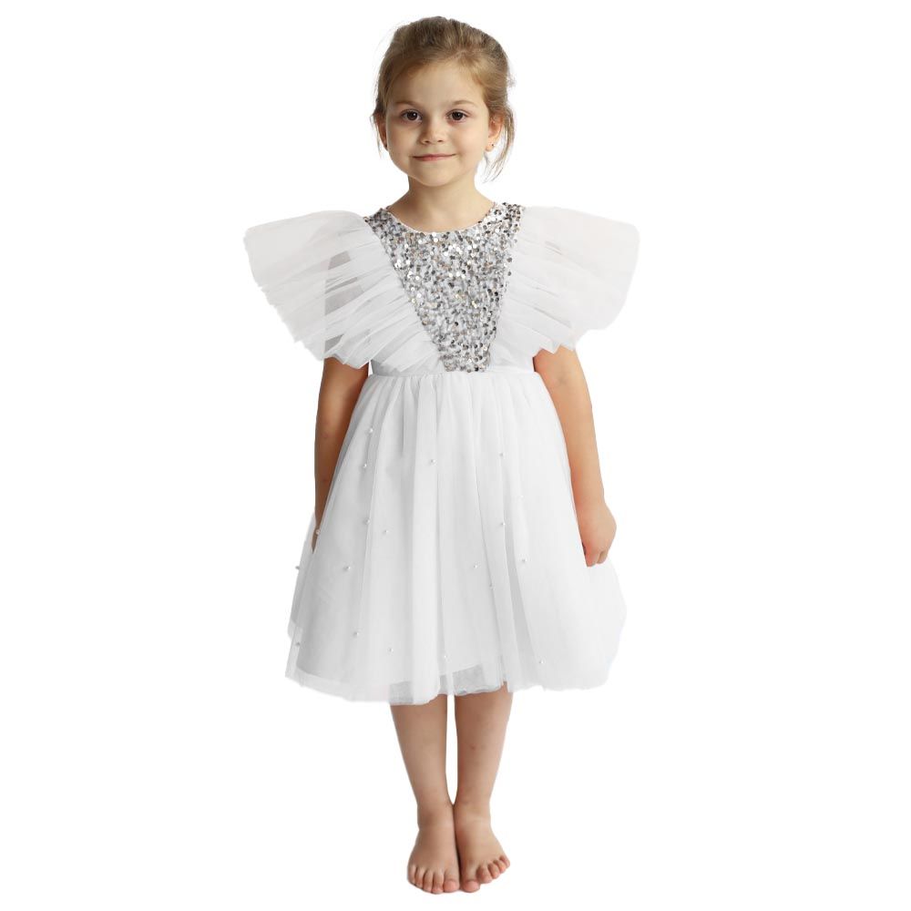 D' Daniela - Butterfly Sequined Dress - White