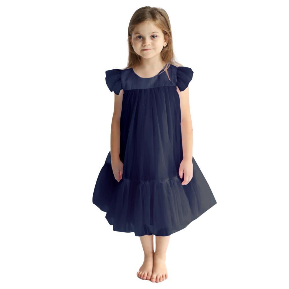 D' Daniela - Pleated Semi Casual Dress - Navy Blue