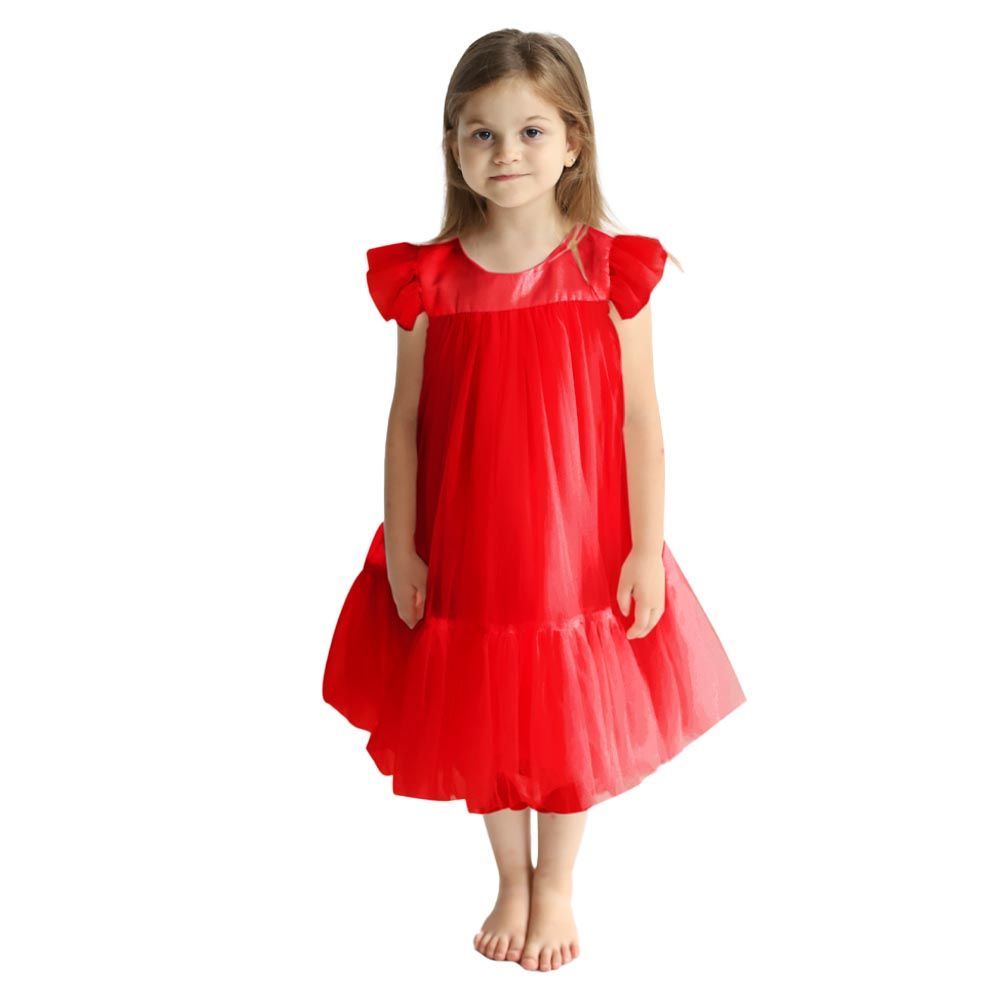 D' Daniela - Pleated Semi Casual Dress - Red