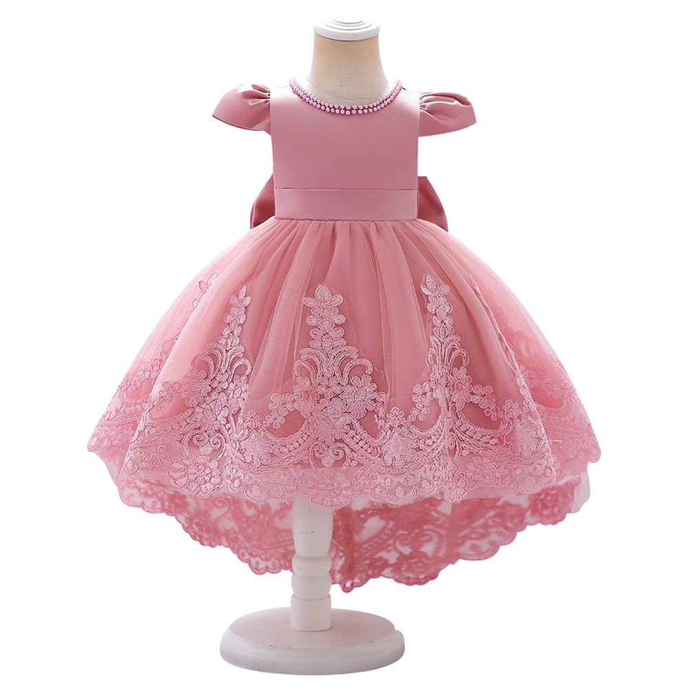 D' Daniela - Little Princess Cap Sleeves Party Dress - Pink