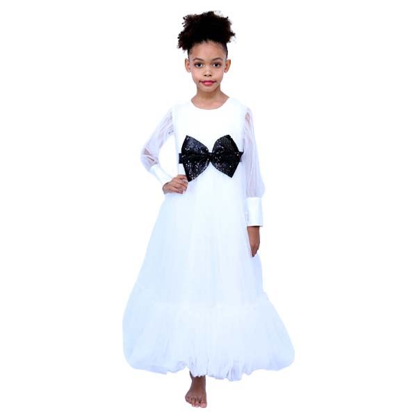 D' Daniela - Malwina Party Dress W/ Black Bow - White