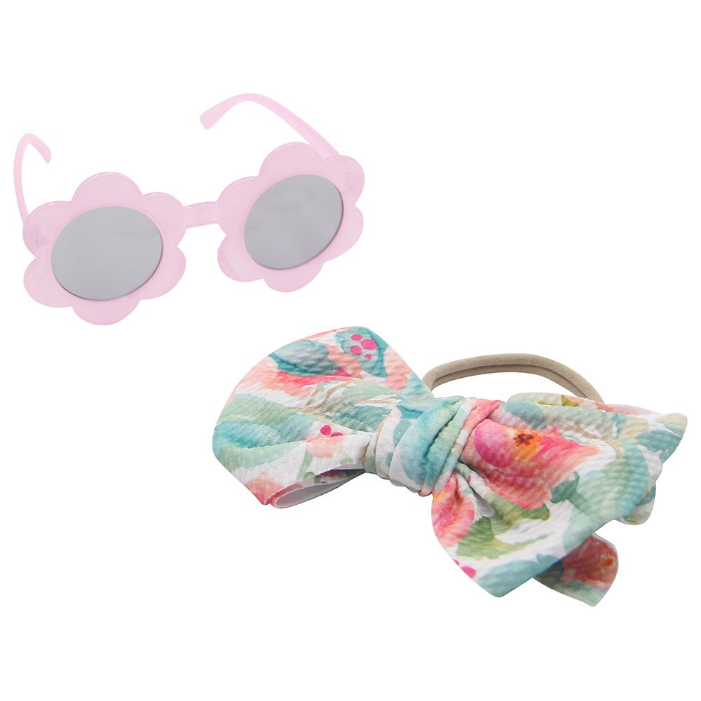 D' Daniela - Girls Hawaiian Glasses & Headband - Pack of 2 - Pink