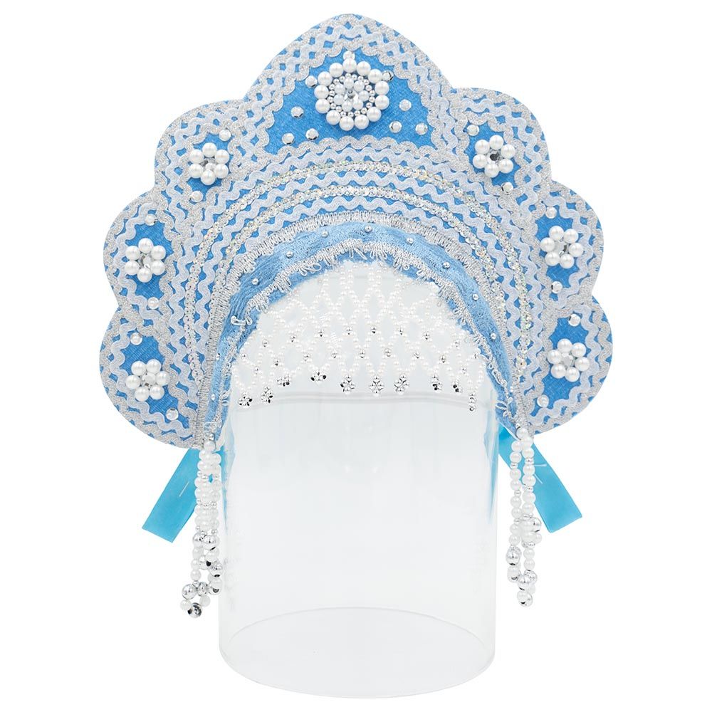 D' Daniela - Traditional Headdress Kokoshnik - Blue & Silver