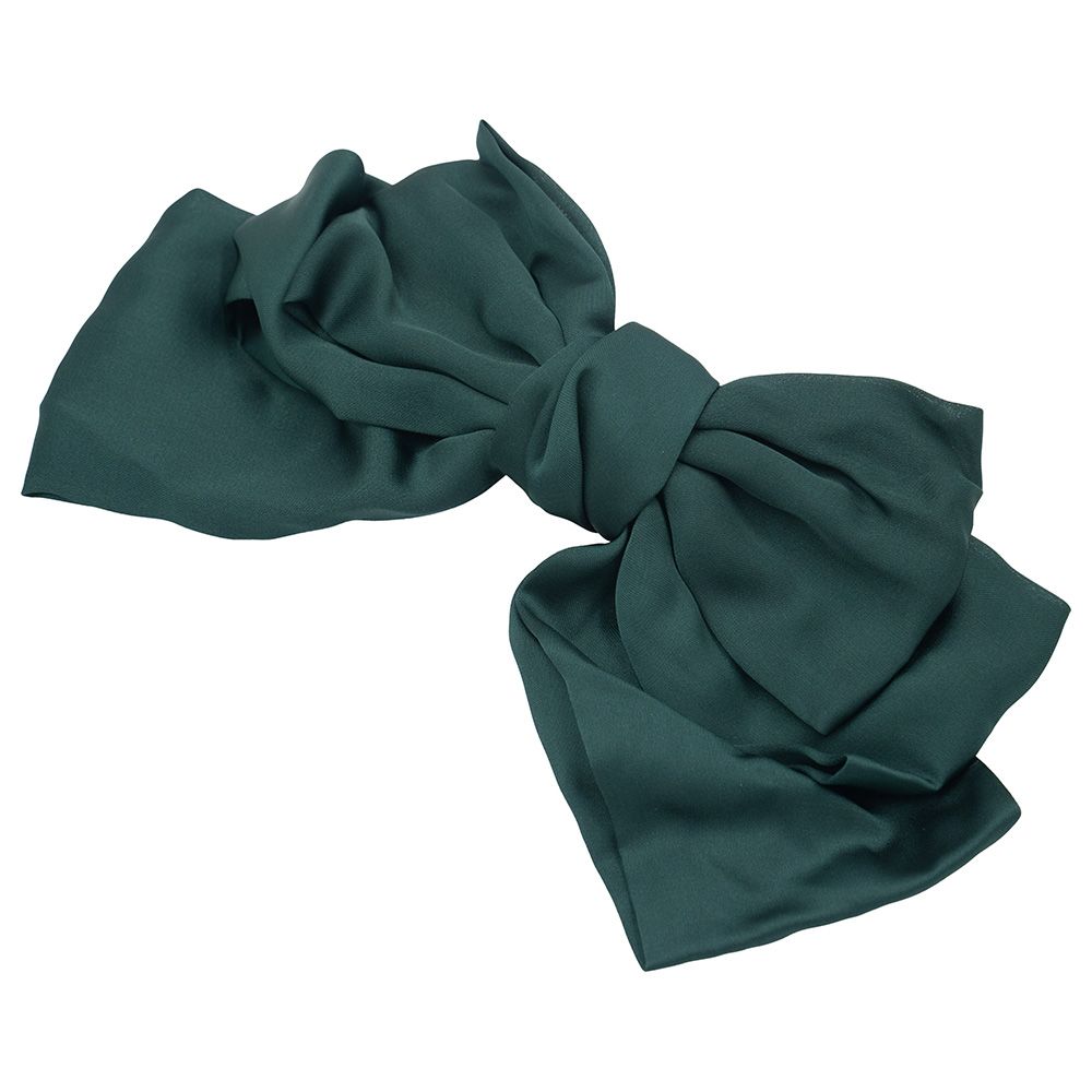 D' Daniela - Large Hair Barrete Bow Hair Clip - Dark Green