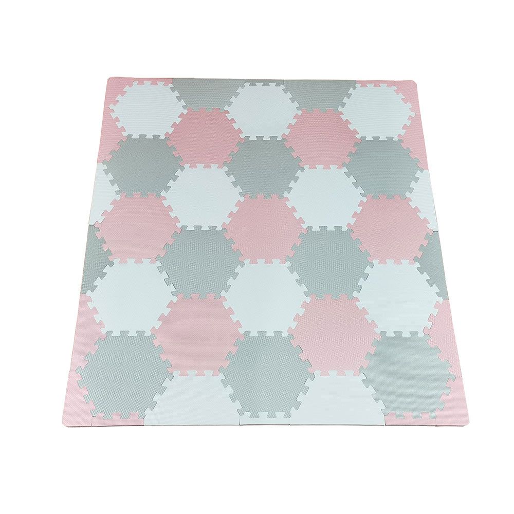 Bumble & Bird - BabySafe Play Mat - Hexagonal Pink/Cream