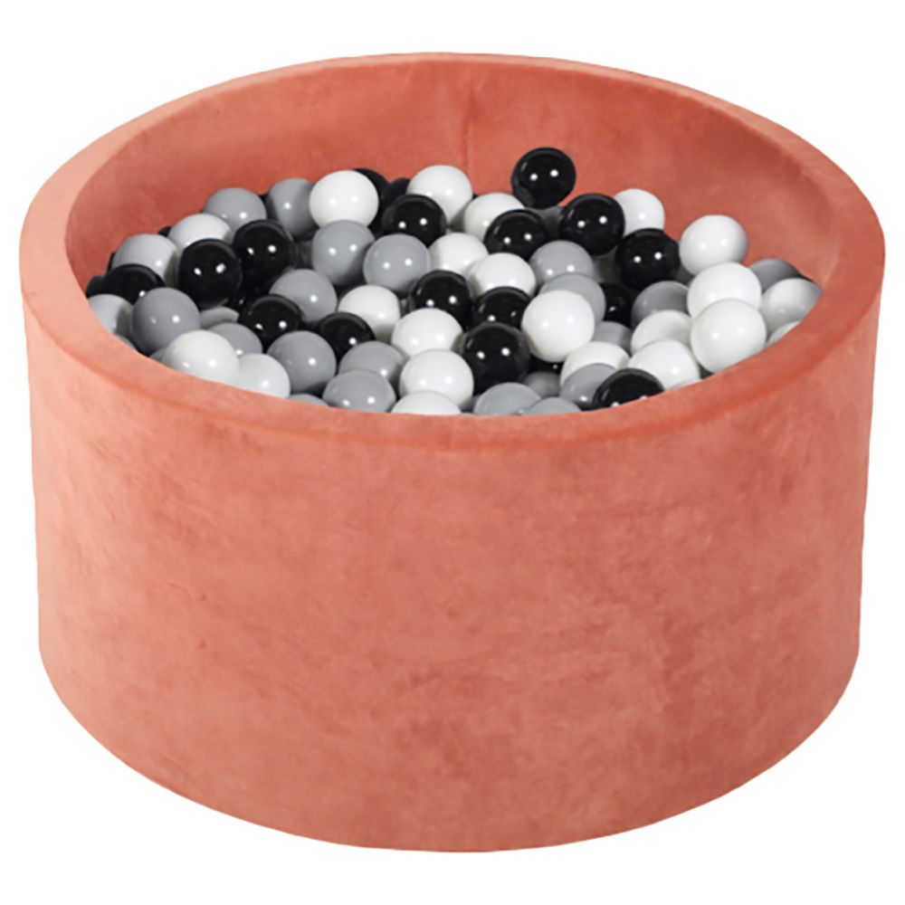 Ezzro - Round Ball Pit Velvet Marsala W/ 100 Balls - 90 x 40cm