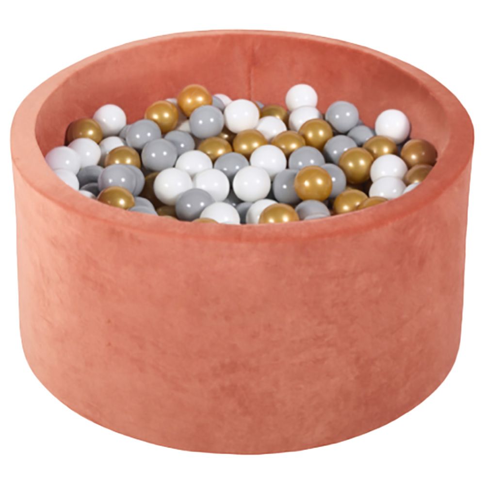 Ezzro - Round Ball Pit Velvet Marsala W/ 200 Balls - 90 x 40cm