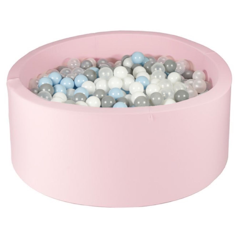 Ezzro - Round Ball Pit 120x50 w/ 400 Balls (Light Blue, White, Light Grey, Transparent)