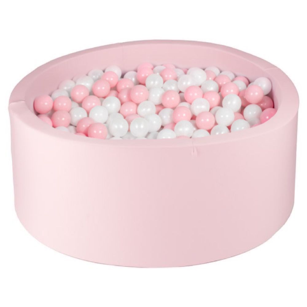 Ezzro - Round Ball Pit 120x50 w/ 600 Balls (Baby Pink, White) - Light Pink